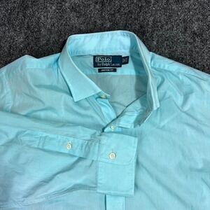 Polo by Ralph Lauren Blue Dress Shirt Button Up Long Sleeve Men's Sz 17.5 34-35